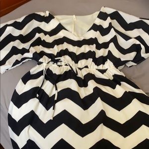 Sage Black and White Striped Dress